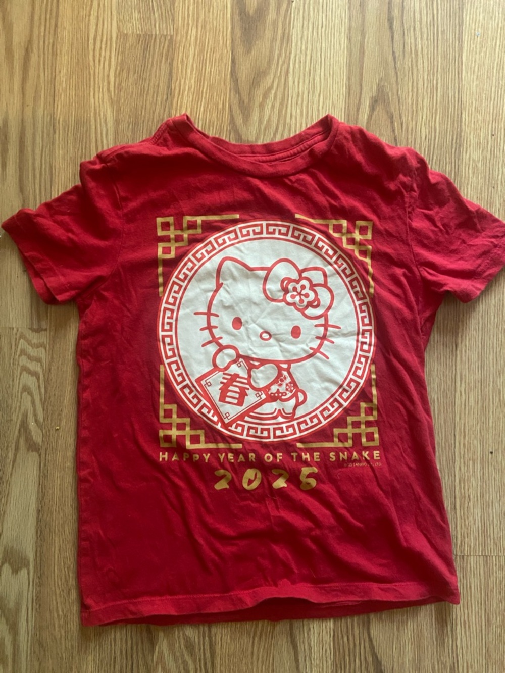 Hello Kitty Red Short Sleeve Tee with Gold & White Graphic